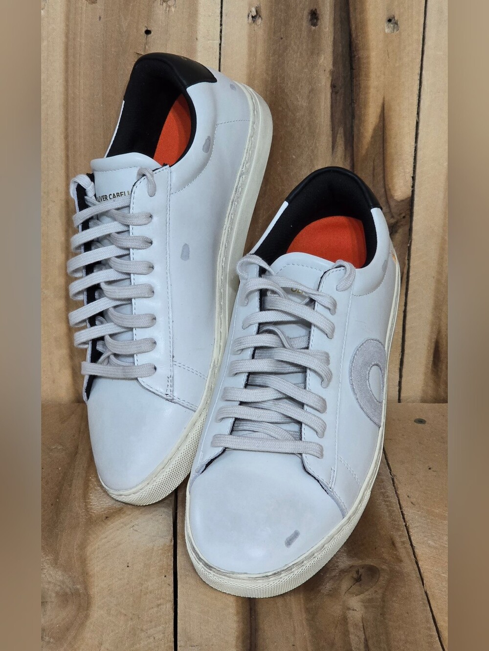 Oliver Cabell Low 1 Belmont White Blk Distressed Sneakers 40 Mens 7 Women 10 40